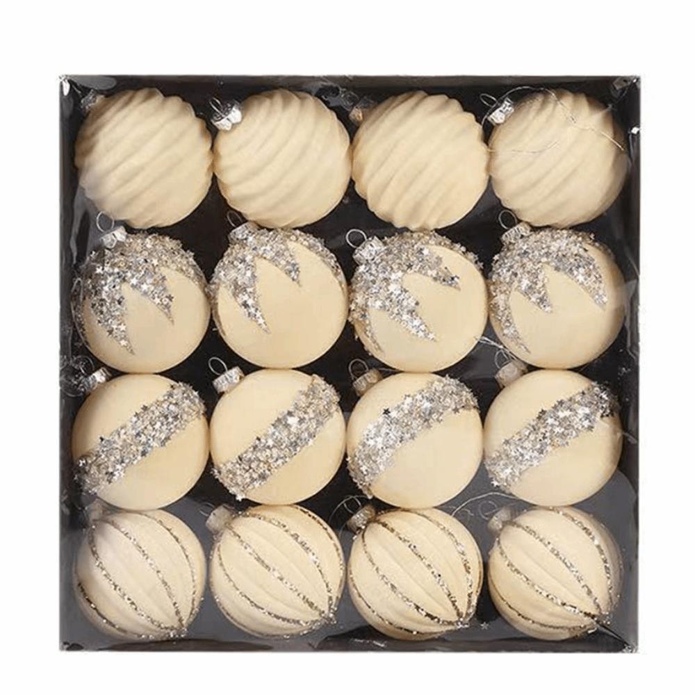 16Pcs Shiny Flocking Christmas Ball 6cm Christmas Tree Decoration  Festival Ornament