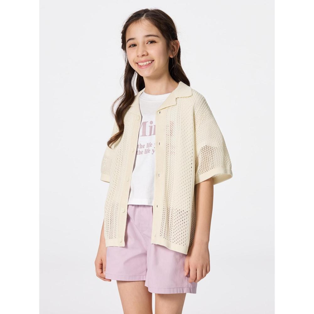 Gu By Uniqlo Kids  Unisex  Washable Mesh Knit Shirt  5 Minute Sleeve  Nt+e