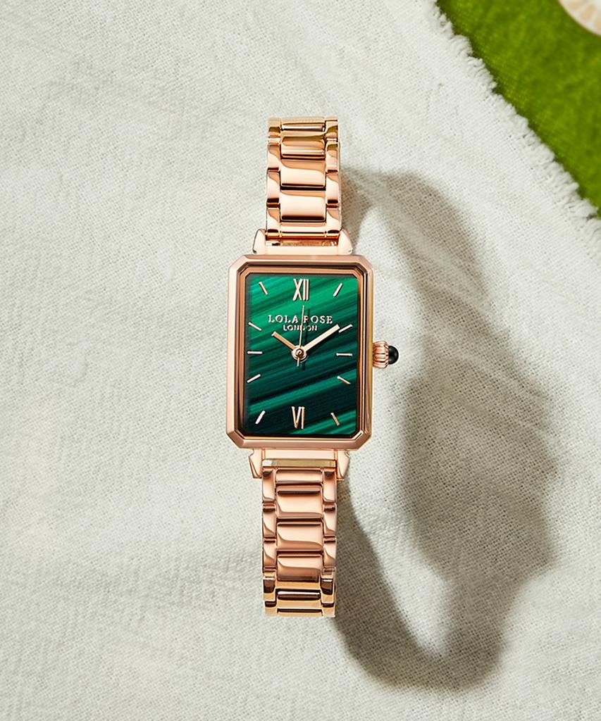 Lollalojeu Ms. Lola Rose Gold Malachite Textured Women'S Metal Wristwatch