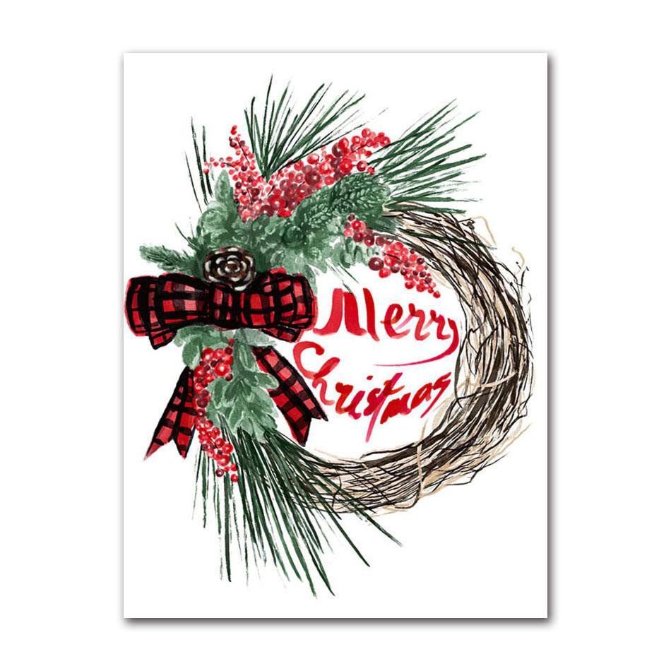 Merry Christmas Cartoon Boho Girls Santa Wall Art Canvas Painting Nordic Posters And Prints Wall Pictures Baby Room Home Decor