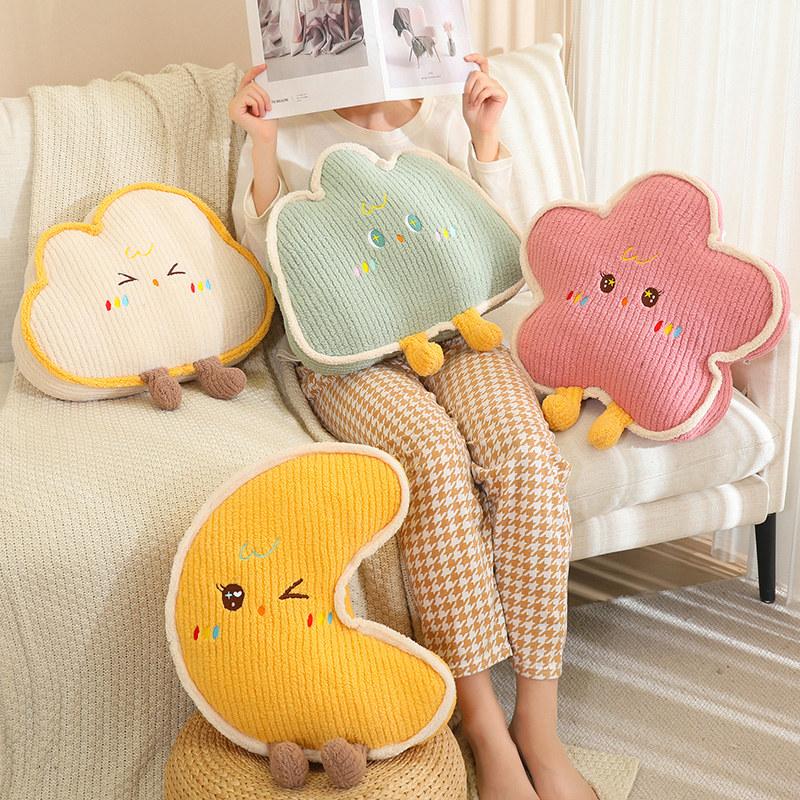Cute Home Decoration Cartoon Plush Pillow Natural Series Plushies Pillow Cushions Moon Star Cloud Grass Soft Toy Kawii Gift