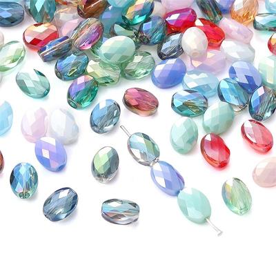 10 stuks kristalglas kralen losse platte ellips afstandskralen voor het maken van sieraden DIY armband ketting