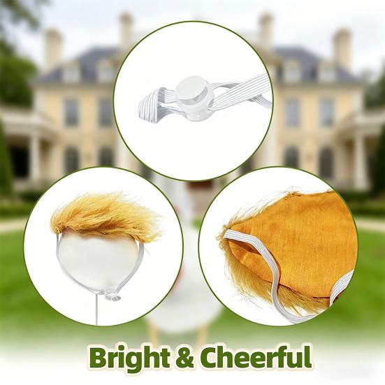 1 Set Porch Goose Outfit Orange Wig with Striped Necktie Funny Lawn Goose Costume Set for 23" or 17" Yard Goose Statue Garden Accessories