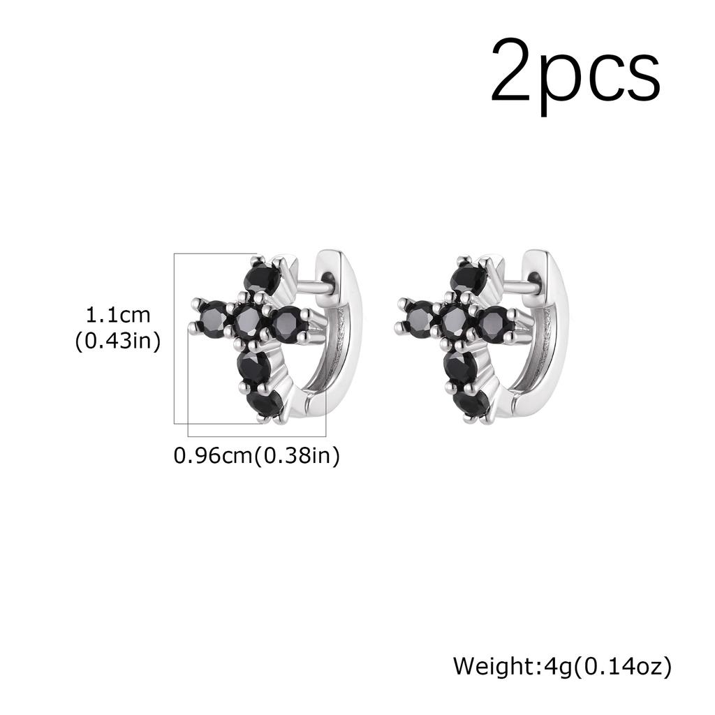 Hip Hop Cross Huggies Hoop Earring for Men Women,Blue Crystal Zircon Metal Hoop Earrings,Trendy Party Jewelry Gift for Dad Son