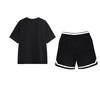 Li-Ning Cool Tea Quick-Dry Cool Letter Round Neck Loose Pullover Short Sleeve T-Shirt With Tied Shorts Casual Sports Set AAPR395-1+AHSU671-1