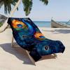 Dark blue peacock feather pattern polyester microfiber beach towel is highly absorbent, suitable for swimming and beach outings