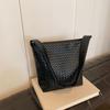 Solid Simple Color Woven Texture Women Large Capacity Tote Bag Daily For