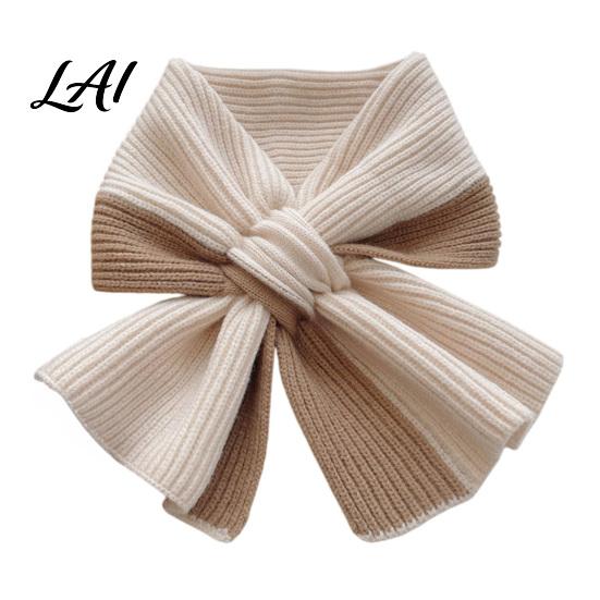 Stylish Retro Neck Scarf for Dates Knitted Warmer Women Winter Cold Weather Windproof Gaiter Autumn Fashion Accessory Contrast Color Shawl