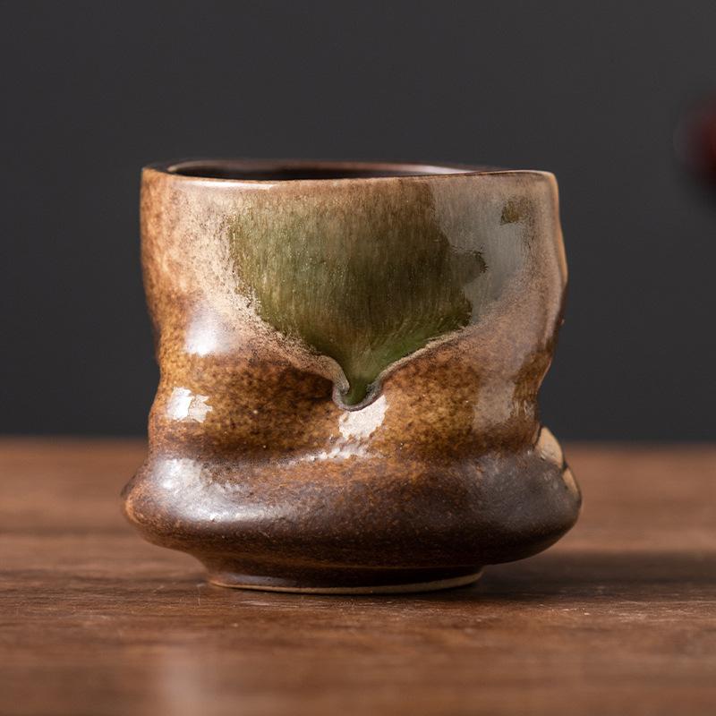 Tasse à café en poterie grossière changement ligne différente créative pincée à la main haut niveau d'apparence tasse en céramique rétro tasse à eau ménagère