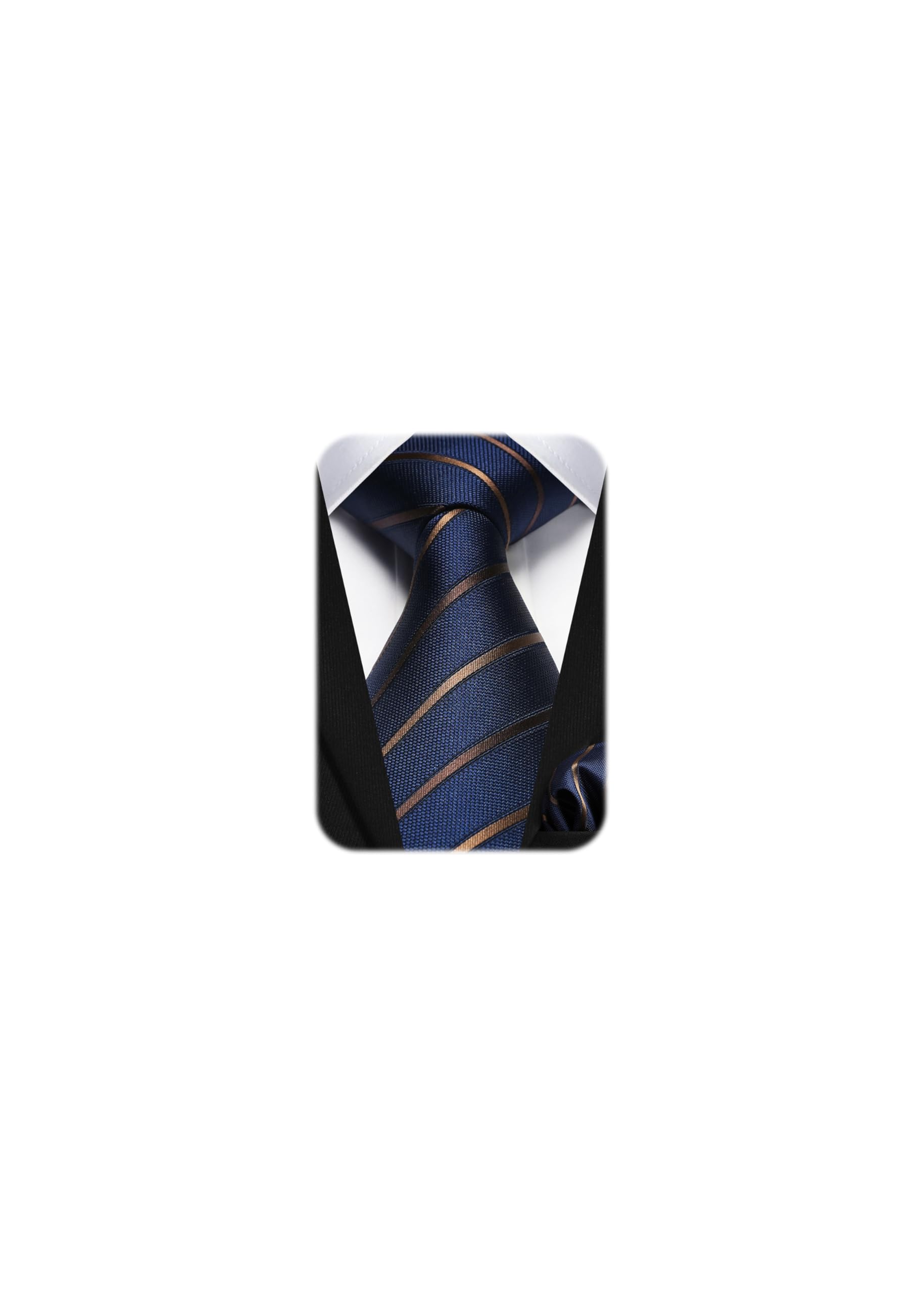 

[HISDERN] Business Necktie for Men, Blue, Wedding, Tie and Pocket Square Set, Formal, Striped Pattern, Necktie for Job Hunting, Interviews, Entrance