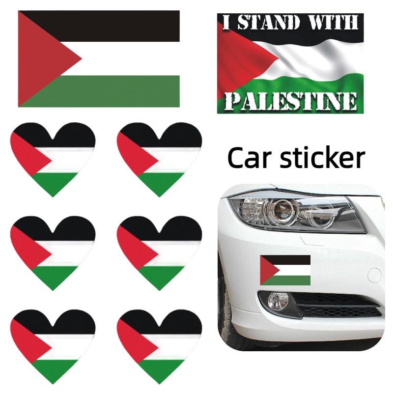 High-quality Pet Material Car Sticker 14cm Palestinian Flag Decal
