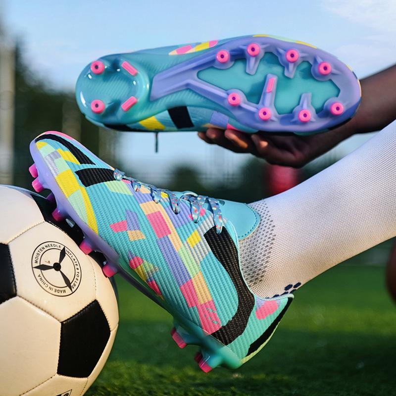 Men's Low-top Football Boots Large Size Long Nails PU Leather Boys Soccer Shoes Nailing Anti-slip Football Boots