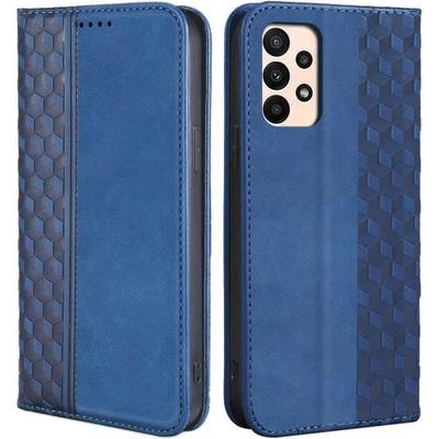 Protective Case - BOOLING - for Samsung Galaxy M13 4G/M23 5G - Synthetic Leather - Mosaic Pattern - Navy Blue