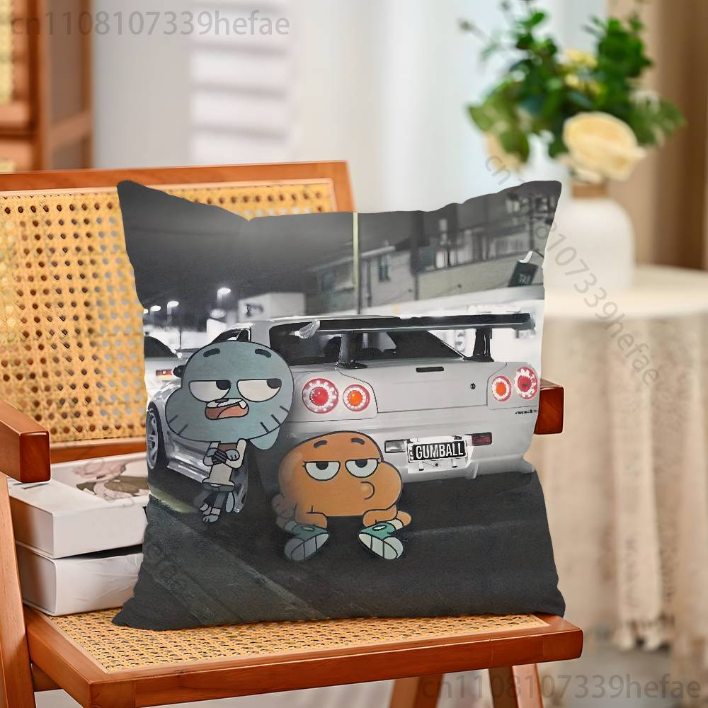 DDarwin And GGumball Pillow Cases for Bedroom Living Room Sofa Home Decor Polyester Cushion Cover with Zipper