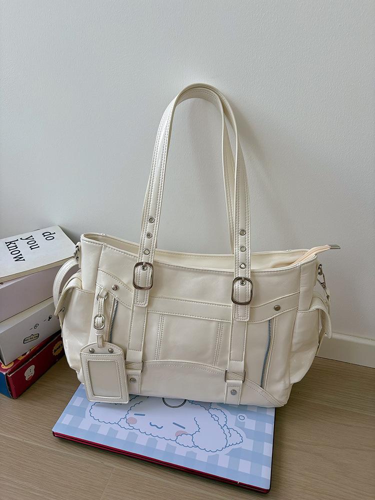 

Сладкий и прохладный ветер большая вместимость сумка-тоут персонализированная универсальная портативная сумка-локомотив простая Y2K сумка через плечо сумка-мессенджер для通勤 белый