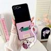 Popular Cartoon Sausage Dog Leather Case For Samsung Galaxy Z Flip 7FE 6 5 4 3 Plush Lanyard Shockproof Soft Frame Protect Cover