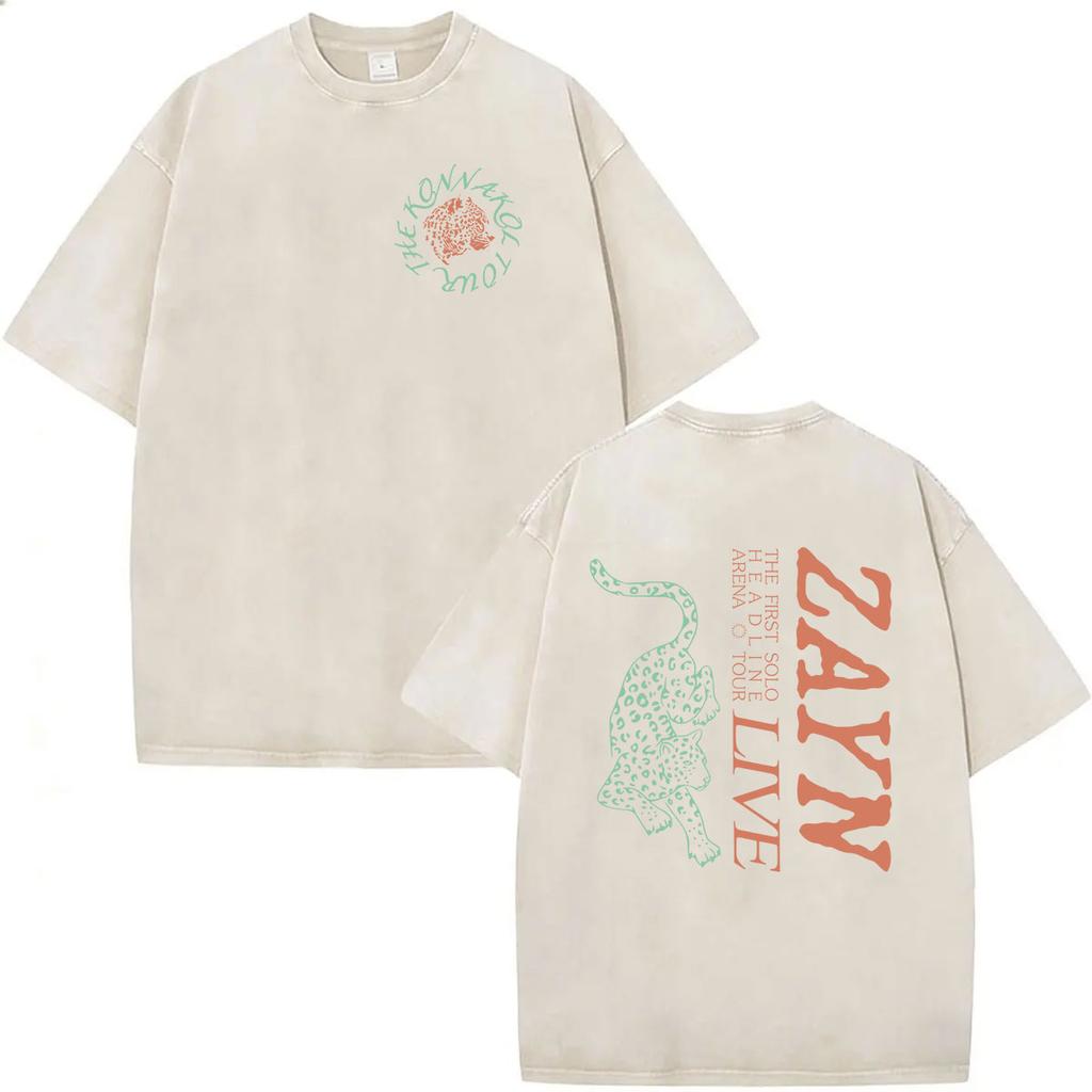 Zayn Malik The KONNAKOL Tour 2026 Vintage Washed T Shirt Men Women Summer High Quality ONeck Tshirts Fashion Oversized Tshirt