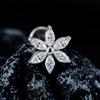 Right Grand ASTM F136 Titanium 16G Marquise Flower CZ Labret Stud Helix Conch Cartilage Tragus Flat Back Piercing Body Jewelry
