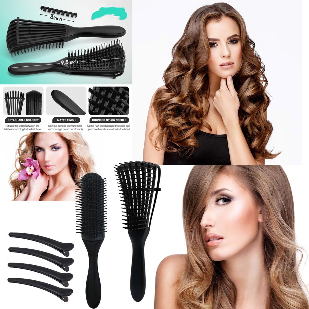 12pcs Detangling Brush Set, 200ml Continuous Spray Bottle, Premium Wide Tooth Comb, Scalp Massager Shampoo Brush, Brush Set with
