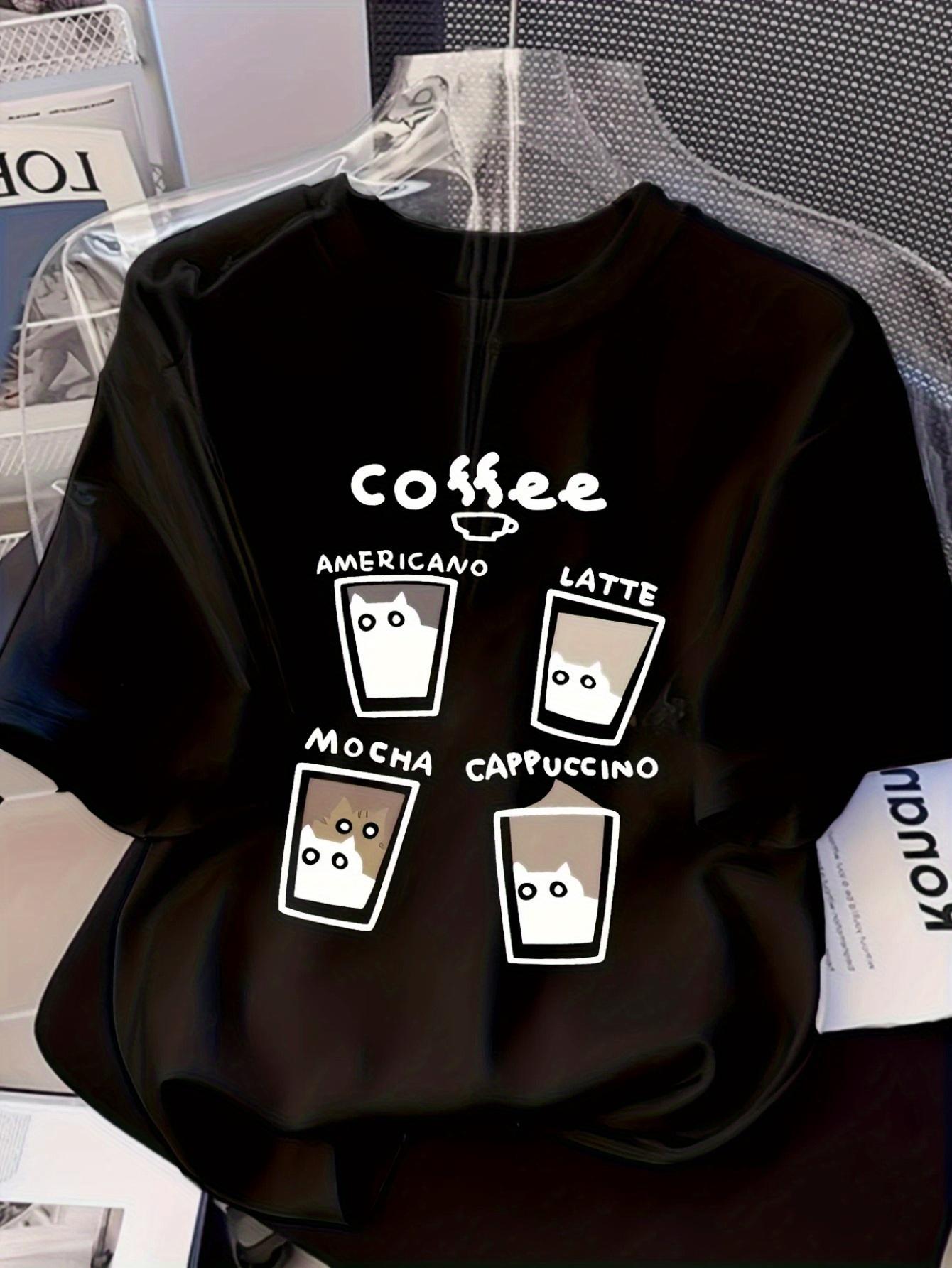 Coffee Drink Cat Cute Kawaii Americano T-shirt XL