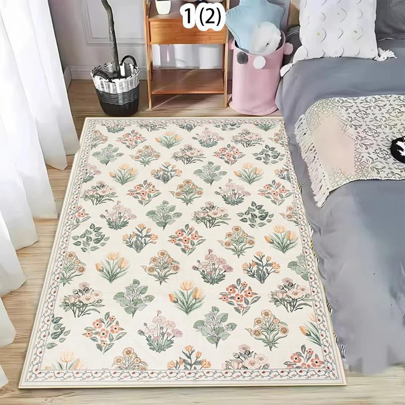 Bohemian Vintage Floral Rug Soft Non-Slip Stain-resistant Area Carpet for Living Room Bedroom Boho Retro Nordic Decor Floor Mat