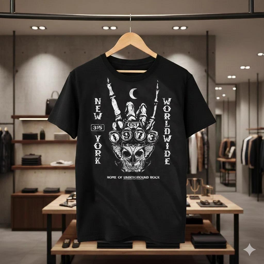CBGB & OMFUG New York Worldwide Vintage Punk Rock T-Shirt (Black) - T673 L