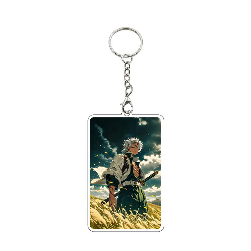 Fashion Anime Acrylic Keychain Accessories Tomioka Giyuu Kanroji Mitsuri Nezuko Cartoon Car Charm Pendant Gifts Toys Wholesale