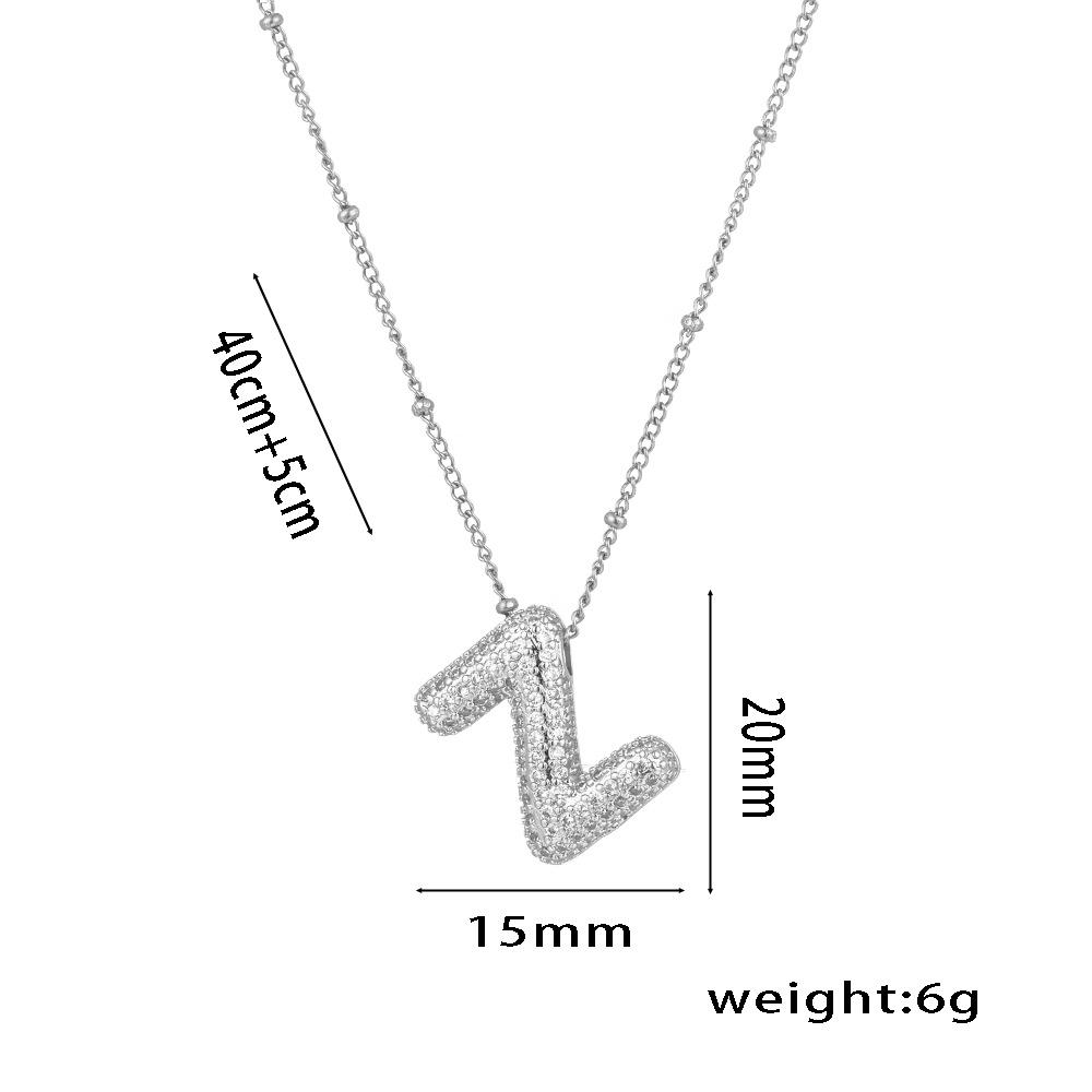 Fashion 26 Bubble Letter Initial Pendant18k Gold Plated Micropaved Full Zirconia Stone Chain Couple Necklace Women Jewelry