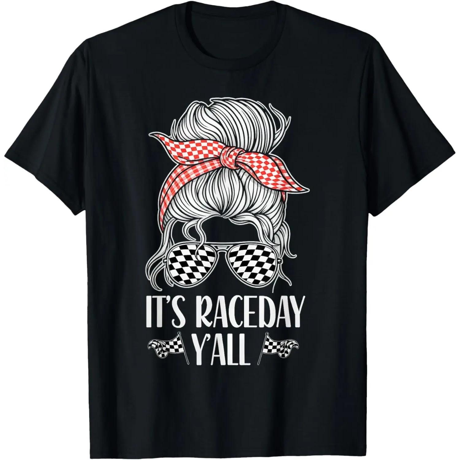 Девушка Гонки Клетчатый Флаг Гонки по Грязевой Трассе Мама Гонщицы Девушка Футболка S