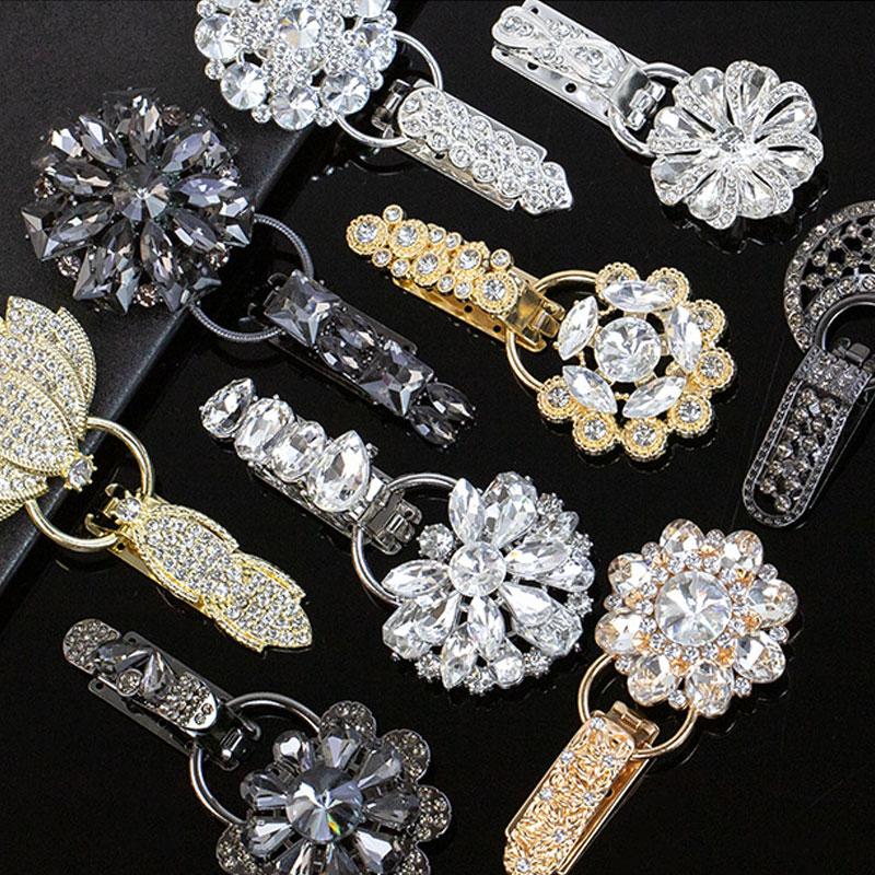 1Pc Handwork Sewing Originality Shiny Rhinestone Overcoat Decor Duckbill Buckle Fashion Metal Button Clothing Accessory