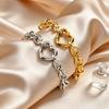 Trendy Hollow Heart Love Buckle Stainless Steel Chunky Thick Rolo Chain Bracelets for Women Fashion Punk Wrist Jewelry Gift
