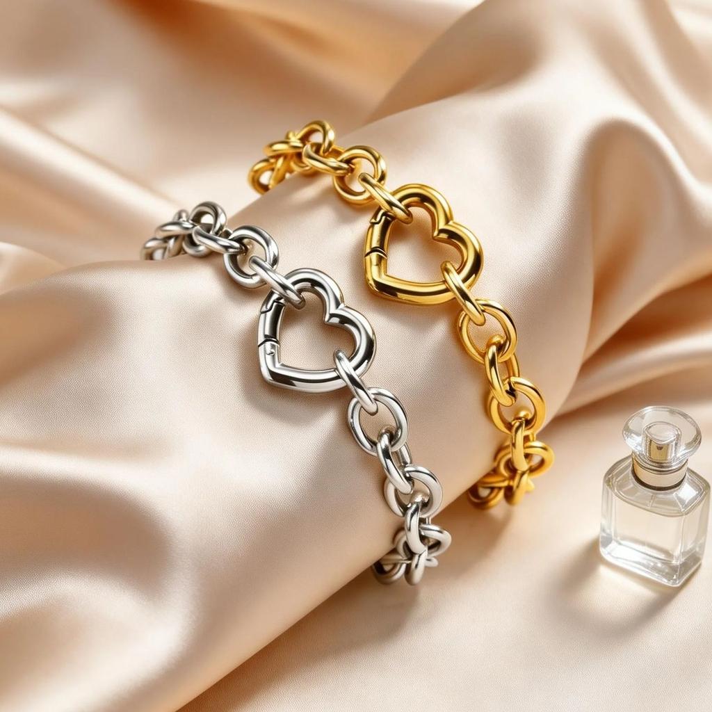 Trendy Hollow Heart Love Buckle Stainless Steel Chunky Thick Rolo Chain Bracelets for Women Fashion Punk Wrist Jewelry Gift
