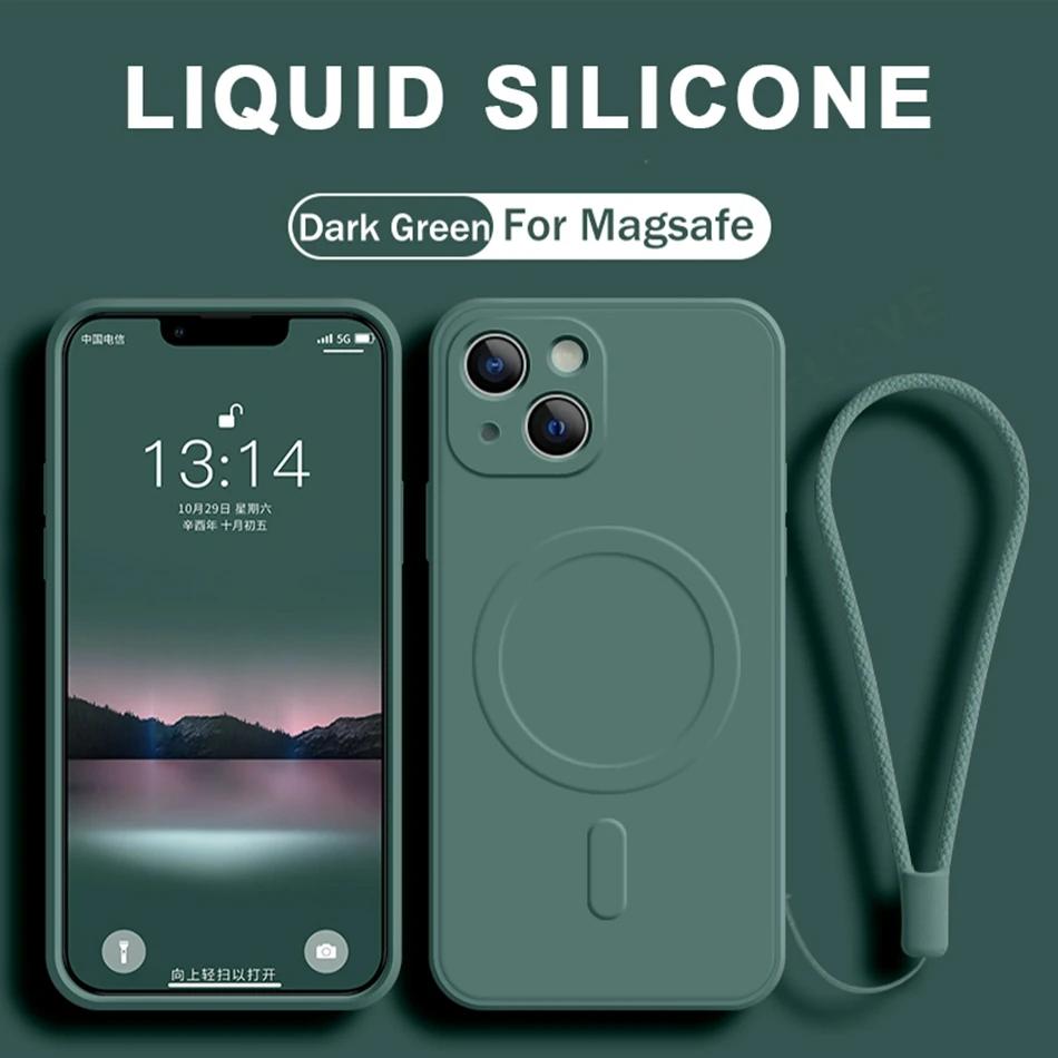 Official Magnetic Case for For Iphone 16 14 11 12 13 Mini 1 Pro Max 8 Plus X XR XS MAX Phone Soft  Protector Lanyard Cover
