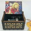 Anime One Piece Music Box Vintage Laser Engraved Wooden Hand Crank Music Box Room Decor Halloween Birthday Fans Toy Gift