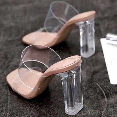Summer Women Pumps Sandals Pvc Jelly Slippers Open Toe High Heels Women Transparent Perspex Slippers Shoes Heel Clear Sandals