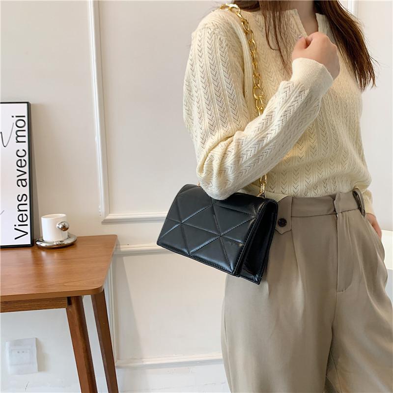 Textured Embroidery Thread Personalized Solid Color Fashionable Simple Shoulder Women's Bag 2025 Autumn New Chain Portable Small Square Bag
