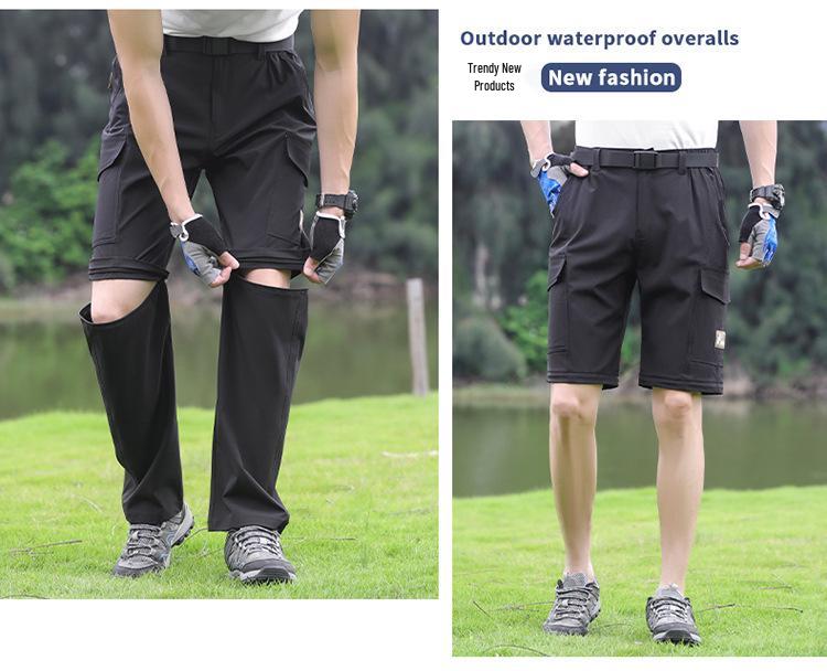 Men s Summer Quick-Dry Breathable Elastic Cargo Capri Pants, Plus Size, Detachable M