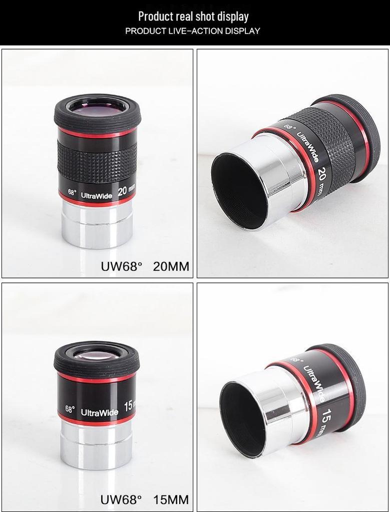 Oculaires Planétaires Ultra Grand Angle 68° (6mm, 9mm, 15mm, 20mm) - Accessoires de télescope à fort grossissement