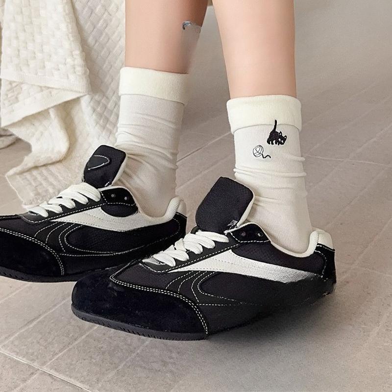 Niedliche Katze Grau Socken für Damen Herbst und Winter, Trendige Baumwollsocken, Wadenlange Socken, Lange Socken, Schulstil Frotteesocken