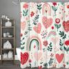 Cartoon Love Flower Rainbow Shower Curtain, Bathroom Decorative Shower Curtain, Waterproof Shower Curtain with Hooks