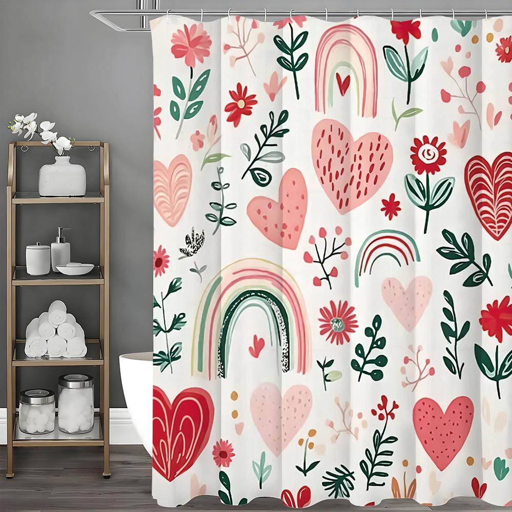 

Мультяшная Любовь Цветок Радуга Занавеска для душа, Декоративная занавеска для душа для ванной, Водонепроницаемая занавеска для душа с крючками 90*180cm