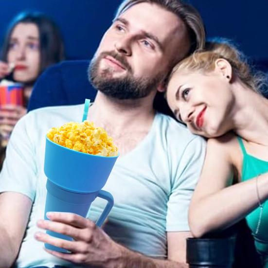 Snack And Drink Cup with Straw Lightweight Stadium Tumbler Portable Reusable Snack Tumbler Bowl for Family Gatherings Picnics