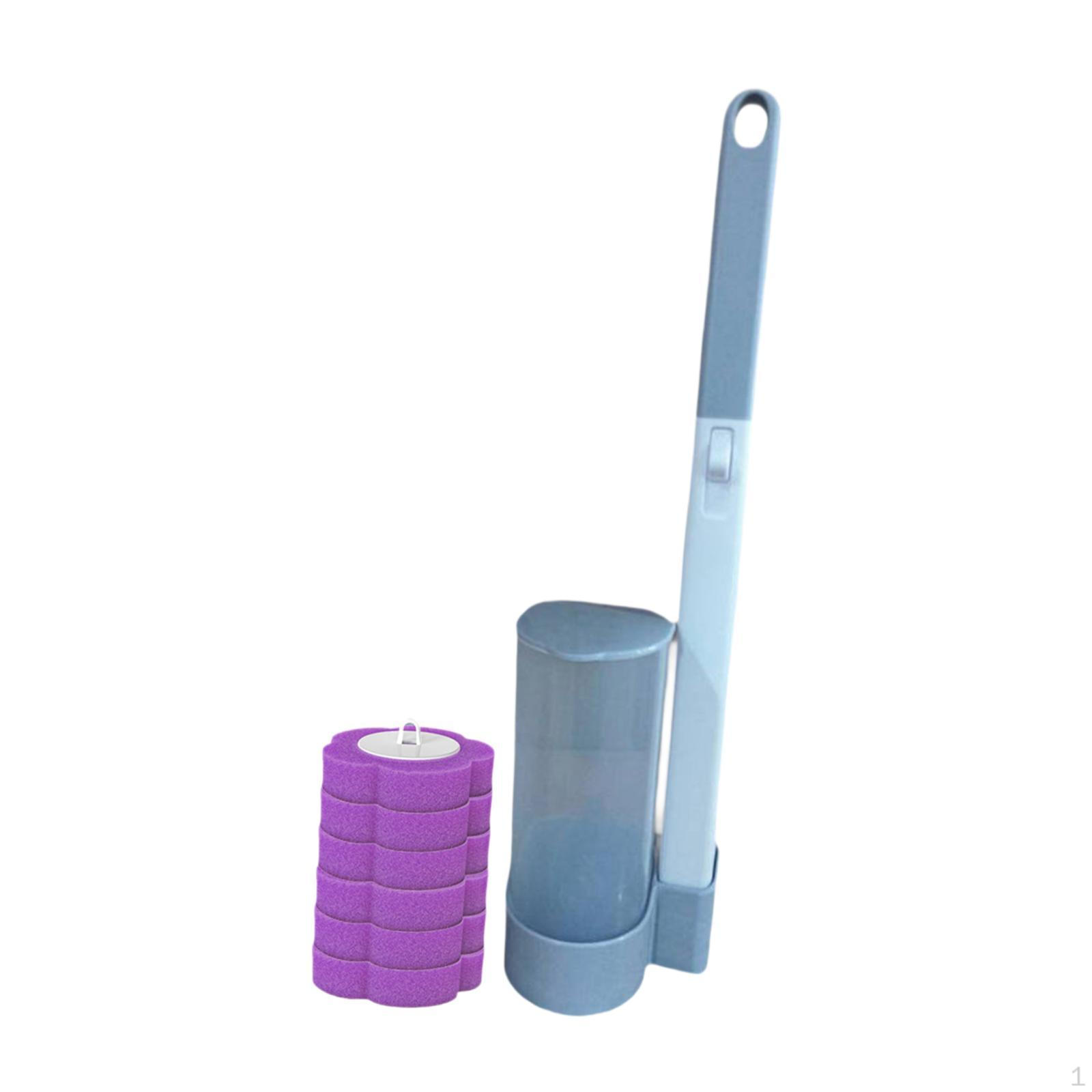 

Efficient Toilet Brush Set, Bathroom Maintenance with 6 Refills Cleaning Tools, Wall Mounted Lavender