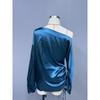 Women's Spring Fashion New Asymmetrical Diagonal Collar Long Sleeve Top