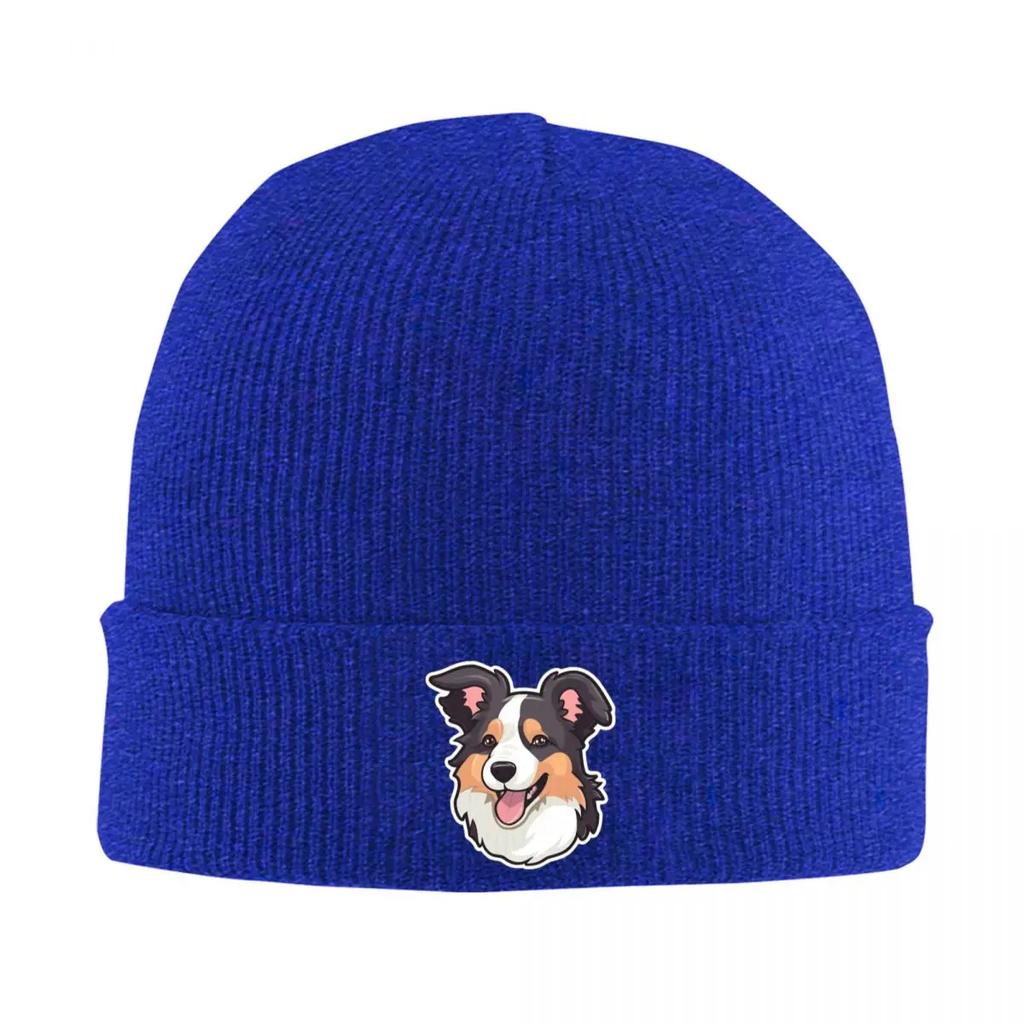 Süße flauschige Border Collie Schäferhund Warme Strickmütze Winter Strickmütze Mützen Beanies Hip Hop Caps für Unisex