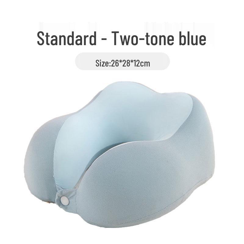 Travel Memory Foam U-Shape Pillow with Compact Storage & Dual-Peak Neck Support