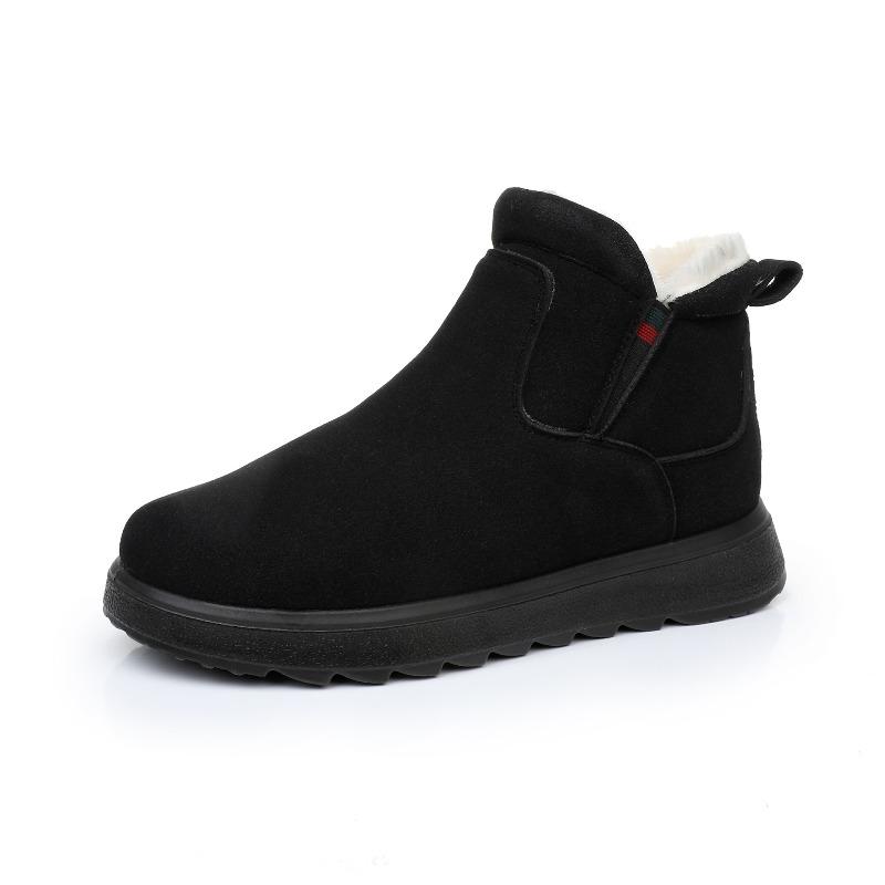 Medium and high-top snow boots women's winter one-pedal pu cotton shoes women's velvet warm thick-soled cotton shoes