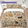 Vibrant Mandala Cats Pattern Bedding uilt Set uilt Cover Pillowcase Home Decoration Birthday Gift (1 * duvet cover + 2 * pillowcase without core)