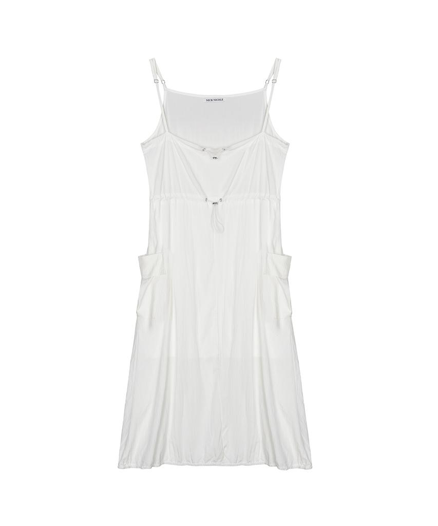 Nigaennikol String Cargo Detail Dress_Ivory