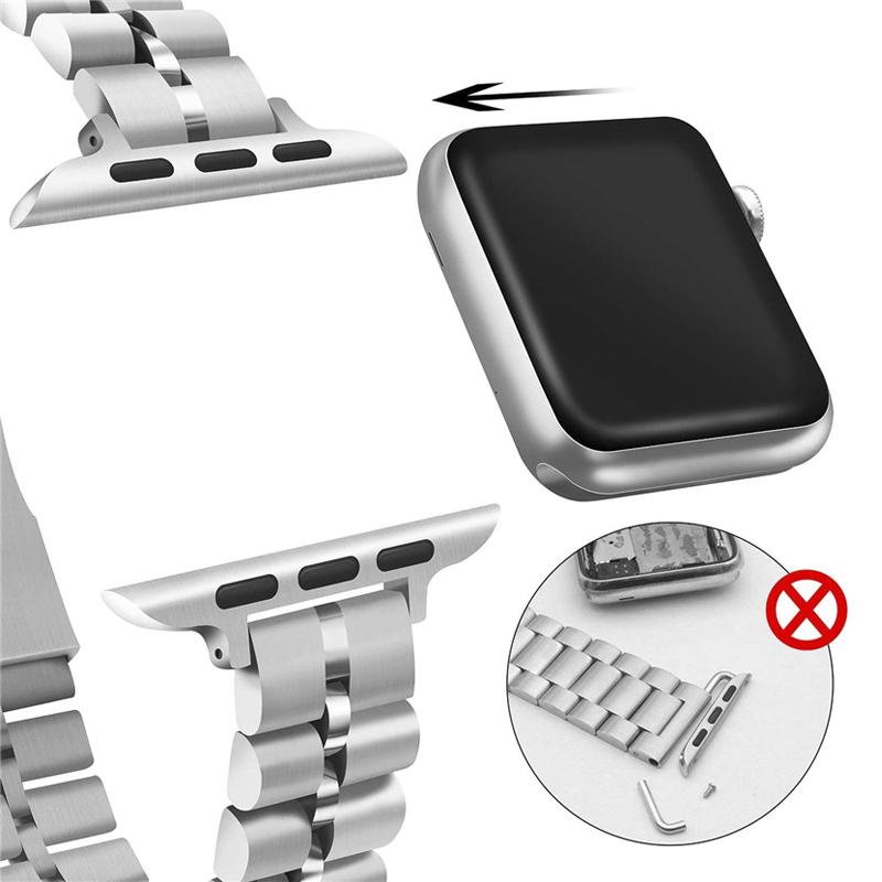 

Semicircle 3-Bead Metal Watch Replacement Band for Apple Watch Series 10 42mm/9 8 7 41mm/6 5 4 SE SE (2022) SE (2023) 40mm/3 2 1 38mm Silver